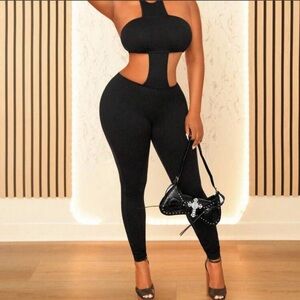 Elegant Black Cutout Jumpsuit